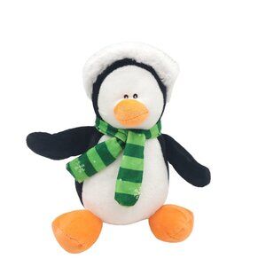 Gitzy 15” Penguin W/ Green Winter Scarf‎ & Hat Stuffed Animal Plush Holiday Xmas